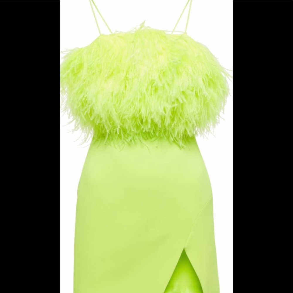 Feather top mini dress in a neon yellow by David Koma.